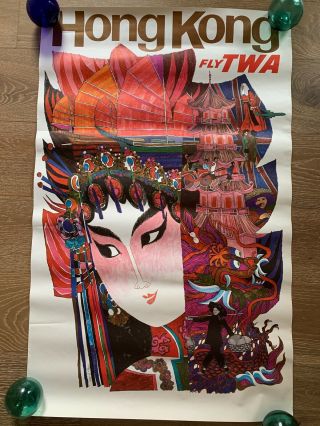 Vintage Poster Hong Kong Chinese Lady Twa C.  1960 Klein
