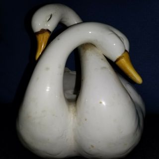 Vintage Relpo Samson Import Co Japan 1960 Double Swan Ceramic Planter
