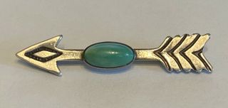 Vintage Southwestern Sterling Silver Turquoise Arrow Pin Brooch 2.  3 G (20 - 2)