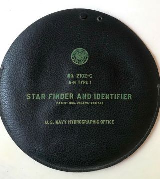 U.  S.  Navy Hydrographic Star Finder & Identifier Leather Case 2102 - C 1942