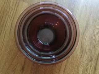 Set Of Three Vintage Amethyst Pyrex Mixing Bowls