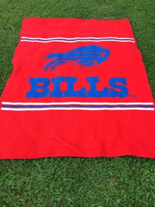Vintage 80’s Biederlack Buffalo Bills Throw Blanket 46 X 56