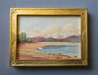Small Antique Mountain Landscape Watercolor Painting,  Listed Artist A.  R.  Davidson