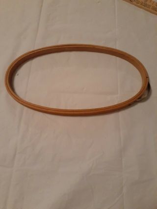 Vtg Wooden Oval Embroidery Hoop 5x9