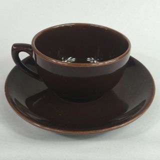 Vintage Cup And Saucer Bauer Pottery Monterey Moderne Brown California Pottery