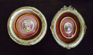 Vintage B & S Creations Limoges Cameo Fragonard Courting Couple Porcelain Pair