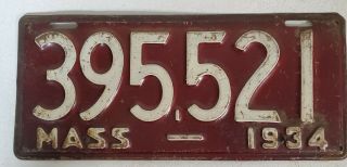 1934 Massachusetts License Plate