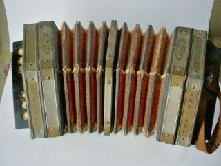 OLD ANTIQUE Vintage CONCERTINA Accordion squeeze box Made of WOOD AND BRASS 3