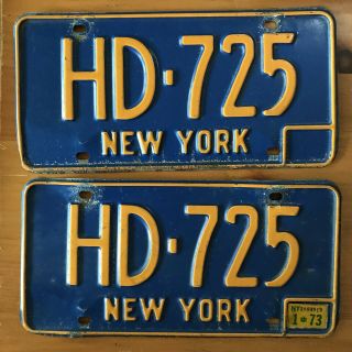Matching Gold Of Blue York License Plates 1973 Sticker Hd - 725