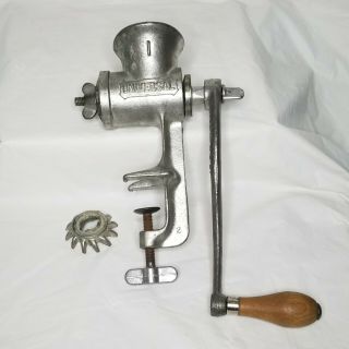 Vintage Universal Meat Grinder No 1 Hand Crank Table Mount Made In Usa