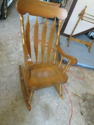 Antique Vtg Oversized Heavy Duty Solid Wood Rocking Chair 44 " X 22 "
