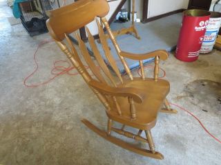 Antique VTG Oversized Heavy Duty Solid Wood Rocking Chair 44 