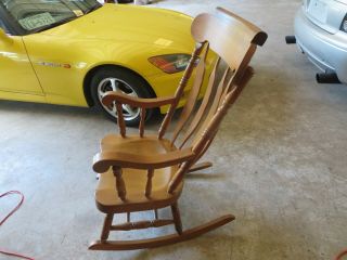 Antique VTG Oversized Heavy Duty Solid Wood Rocking Chair 44 