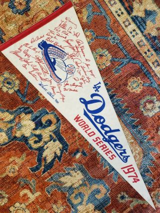 Vintage 1974 Los Angeles Dodgers World Series Champions Full Size Roster Pennant