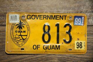 1998 Guam License Plate Government W/ Great Seal Of Territory Of Guam Usa