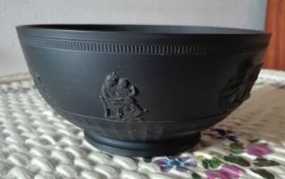Antique English Black Basalt Porcelain Bowl Classic Figures 2