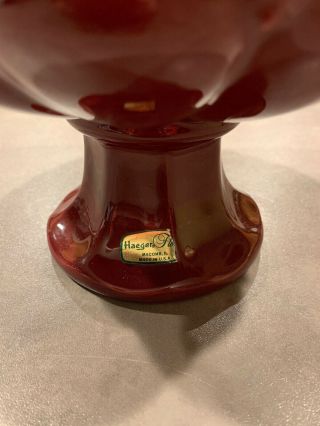 Vintage Haeger Pottery Red Maroon Burgandy Pedestal Planter Fruit Bowl Vase 2