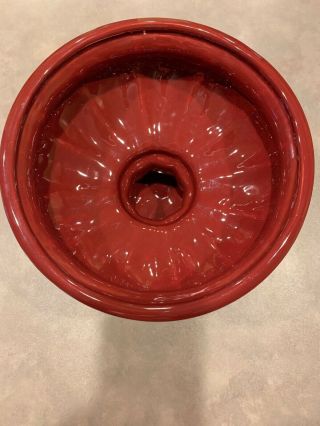 Vintage Haeger Pottery Red Maroon Burgandy Pedestal Planter Fruit Bowl Vase 3