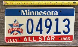 1985 Minnesota License Plate All Star Game 04913 - - Minnesota Twins Baseball