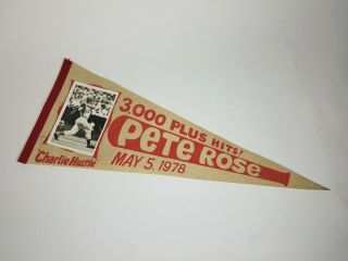 Mlb Cincinnati Reds Vintage Pete Rose 3,  000 Plus Hits Circa May 5,  1978 Pennant
