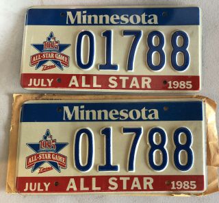 1985 Minnesota Twins Baseball All Star Game Matching Pair License Plates