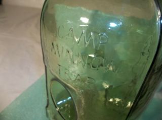 VINTAGE Green Glass Jar Camp Minnow Trap Checotah Oklahoma 2