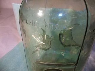 VINTAGE Green Glass Jar Camp Minnow Trap Checotah Oklahoma 3