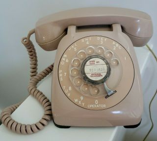 Vintage Beige Rotary Dial Table Telephone Gte Automatic Electric Desk Top Phone