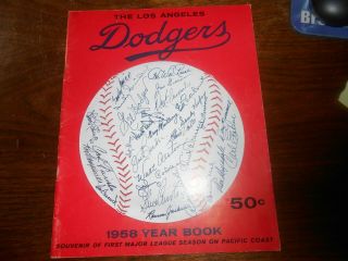 Los Angeles Dodgers 1958 Year Book 1st Year In La Mlb Baseball West Coast