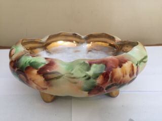 Vintage O & Eg Royal Austria Floral Gold Footed Scalloped Opening Dish