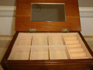 Vintage Wood Jewelry Box Montgomery Ward By Wondercrafts With Necklace Spinner 2