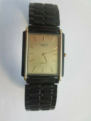 Vintage Seiko Lassale Quartz 14k Gold Bezel Watch 9550 - 5579 - A