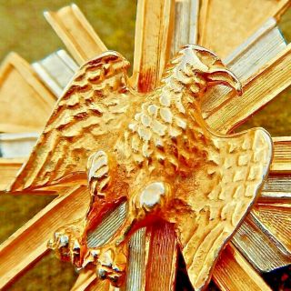 Vintage EAGLE PIN BROOCH PENDANT GOLD SILVER TONE Vans Authentic ' s 2421 jewelry 2