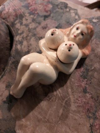 Vintage Nude Lady Woman Salt & Pepper Shakers Nashville Dolly Naked Nudie