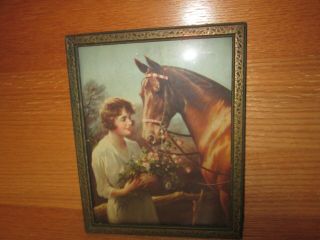 Vintage Zula Kenyon Framed Picture Of Girl With Horse