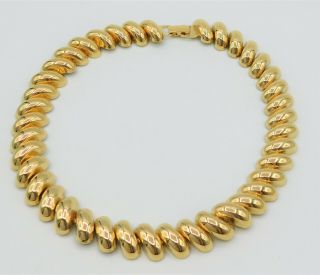 Vintage Napier Signed Gold Tone Oval Link Collar Choker Necklace