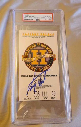 Larry Holmes Vs.  Holyfield Signed Boxing Fight Ticket Holmes Psa
