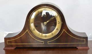 Antique 8 Day Linden Mantel Clock With Westminster Chimes
