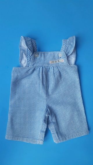 Vintage Cabbage Patch Kid Doll Overalls Blue/white Check Clothes Cpk