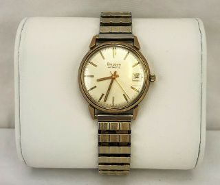 Vintage Bulova Automatic Swiss Watch 10k Rolled Gold Plate Rgp N3 P.  I.  E.  Service