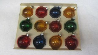 12 Vintage See Through Color Christmas Ornaments Glass Balls 1 3/4 "