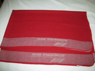 Vintage Air France Airline Red Cabin Blanket Blue Travel Couch Throw Good Night