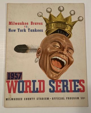 1957 Milwaukee Braves Vs York Yankees World Series Program Mantle Aaron Yogi