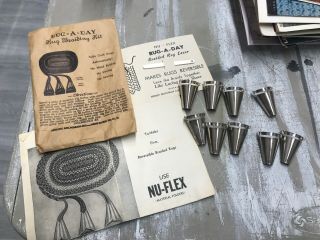 Vintage Rug - A - Day Rug Braiding Kit 9 Metal Folders & Lacer E12