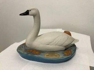 Vintage Jim Beam Porcelain Ducks Unlimited White Tundra Swan Decanter Empty