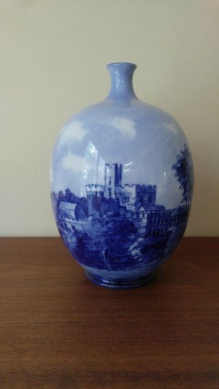 Antique Royal Doulton Burslem Blue Vase Haddon Hall 7 1/2 "