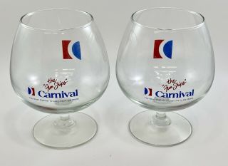 Vintage Carnival Cruise Line Wine Glass Set Of (2) - Brandy Goblets Fun Ships