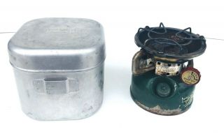 Coleman Stove Model 502 Aluminum Storage Container Pot Pan 1963