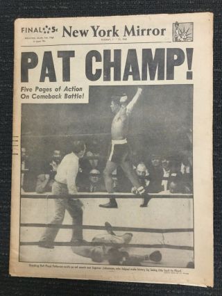 Floyd Patterson Vs Ingemar Johansson Ii - Boxing - 1960 York Mirror Newspaper