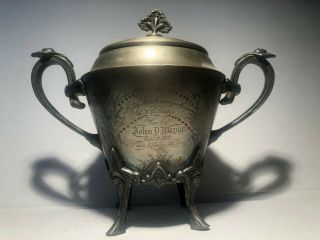 Antique 1872 Silver Plate Trophy Urn Vase For Winning England 50 Mile Race